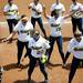 The Michigan softball team dances before the game against Louisiana-Lafayette on Friday, May 24. Daniel Brenner I AnnArbor.com